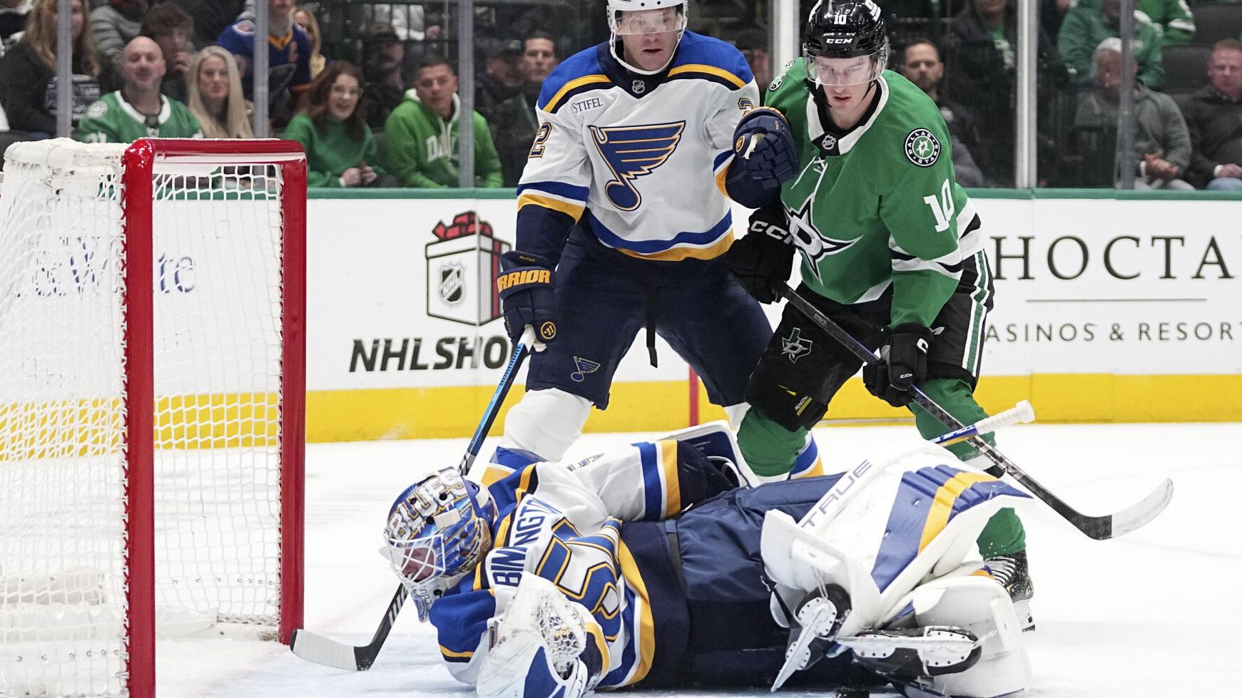Jordan Binnington steals a point from Stars’ onslaught before Blues slip in overtime
